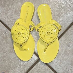 Jack Rogers Bright Yellow Cutout Medallion Thong Sandals